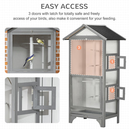 60-Inch Vertical Bird Flight Cage with Rolling Stand – Spacious Metal Bird House for Finches, Canaries, and Parakeets – Includes Storage Shelf