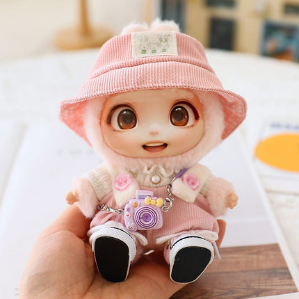 5-Piece Cute Labubu Doll Outfit Set – Adorable Hat & Shoes Clothes Kit for 15cm-17cm Plush Dolls – Trendy Doll Dress-Up Accessories