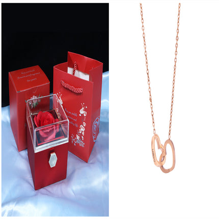 Creative Rotating Rose Jewelry Box – Eternal Soap Flower Gift Box for Necklace & Rings – Enchanted Spinning Rose Surprise for Valentine’s Day