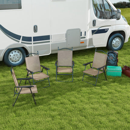 4-Piece Folding Patio Camping Chair Set – Portable Outdoor Seating for Family & Groups – Heavy Duty Steel Frame with Carry Bags
