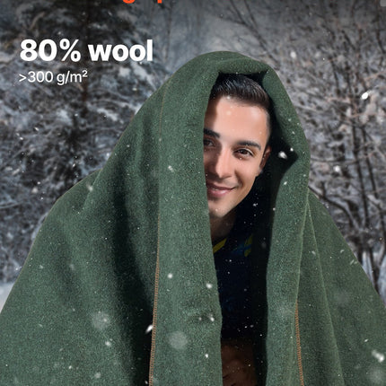 Heavyweight Wool Blend Camping Blanket – Large Warm Outdoor Throw for Campfires, Hiking & Travel
