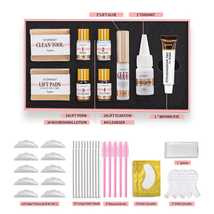 Iconsign Lash Lift & Black Tint Kit – Professional Eyelash Perm & Eyebrow Dye Set – Home DIY Brow Lamination & Lash Enhancing Tools