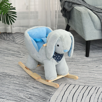 Kids Ride-On Rocking Bunny Toy – Soft Plush Rocking Horse Alternative with Fun Music – Safe Wooden Base for Toddlers 18-36 Months