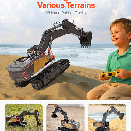 RC Excavator Toy – 22-Channel 1:14 Scale Full Functional Remote Control Digger – Metal Shovel & 360° Cab Rotation – Construction Vehicle for Kids & Adults