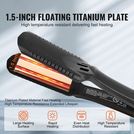 VEVOR™ Professional Dual Infrared Hair Straightener – Titanium Flat Iron with 19 Temp Levels