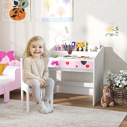 Sleek & Sturdy Kids' Writing Desk – Large Surface Student Workstation with Bookshelf – Premium Junior Study Table for Bedrooms