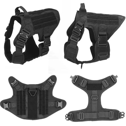 Tactical Camouflage Dog Harness and Leash Set – Heavy Duty No-Pull Pet Vest – Reflective Nylon Training Harness for Medium & Large Dogs