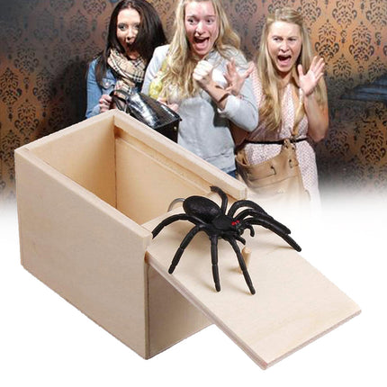 Prank Spider Scare Box – Handmade Wooden Surprise Box – Hilarious Joke Toy for Kids & Adults – Perfect for April Fool's & Parties