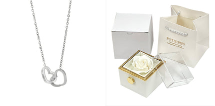 Creative Rotating Rose Jewelry Box – Eternal Soap Flower Gift Box for Necklace & Rings – Enchanted Spinning Rose Surprise for Valentine’s Day