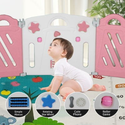 20-Panel Baby Playpen – Extra Large Foldable Playard for Toddlers – Adjustable Shape Play Fence with Safety Lock Gate