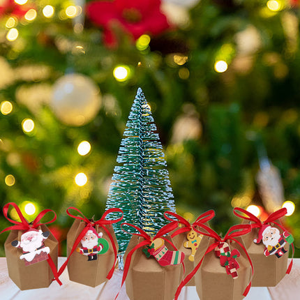 24-Piece Christmas Kraft Treat Boxes – Cookie & Candy Packaging with Greeting Cards & Ribbons – Festive Food Containers for Xmas Party Favors
