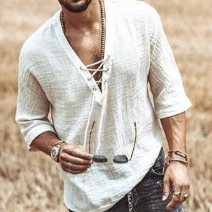 Men's Short-Sleeve Button-Down Shirt – Lightweight Textured Summer Top for Casual Outfits & Beach Wear
