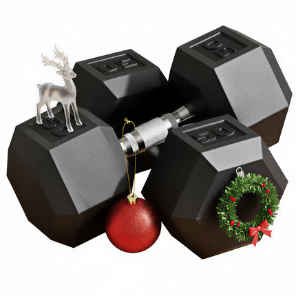 50lb Hex Dumbbell Set (Pair of 2) – 100lbs Total Heavy Weights – Rubber Encased Anti-Roll Design with Ergonomic Steel Handles