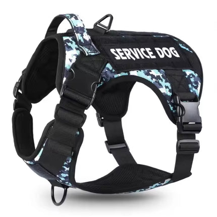 Tactical Dog Harness with Metal Buckles – Heavy Duty Service Dog Vest – Adjustable Reflective Training Harness with Control Handle