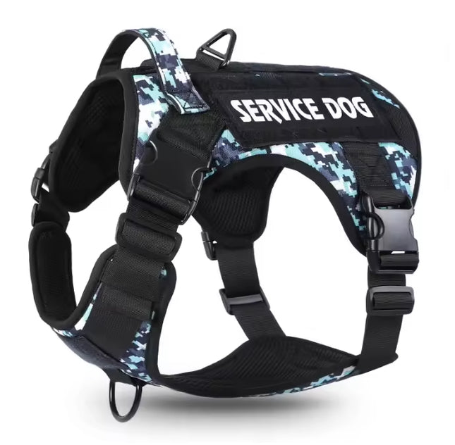 Tactical Dog Harness with Metal Buckles – Heavy Duty Service Dog Vest – Adjustable Reflective Training Harness with Control Handle
