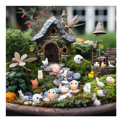 24 Pcs Garden Miniature Blind Box – Mystery Resin Farm Animal Figurines – DIY Fairy Garden Decor & Micro Landscape Ornaments