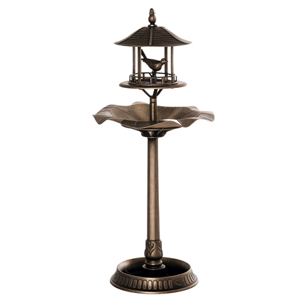 3-in-1 Garden Bird Bath & Feeder Pedestal – Large Water Basin with Built-in Flower Planter – Weather-Resistant Bronze Finish