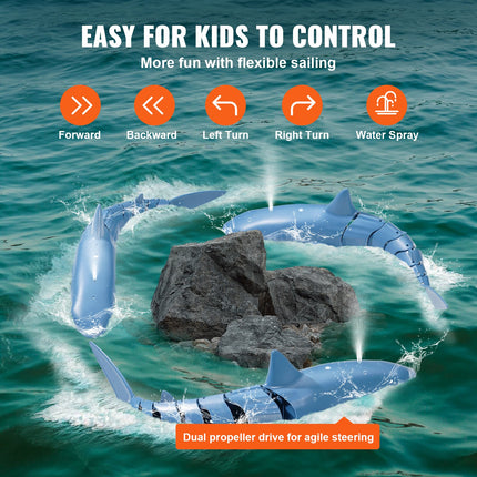 VEVOR Remote Control Shark Toy – 2.4 GHz High-Speed RC Boat for Pools & Lakes – Realistic Waterproof Robotic Shark for Kids & Adults – Ideal Christmas & Birthday Gift