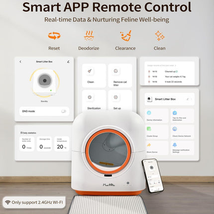 60L Smart Automatic Cat Litter Box – WiFi App Control & Monitoring – Ionic Deodorization & Infrared Safety Sensors – Self-Cleaning Robot for Multiple Cats