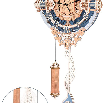 Robotime ROKR Romantic Notes 3D Wooden Puzzle – Working Wall Clock Model Kit – LC701 DIY Mechanical Engineering Toy for Adults