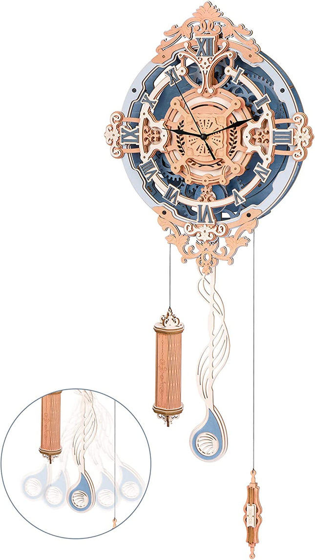 Robotime ROKR Romantic Notes 3D Wooden Puzzle – Working Wall Clock Model Kit – LC701 DIY Mechanical Engineering Toy for Adults