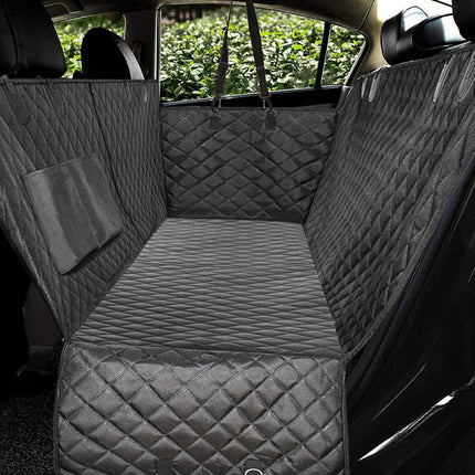 Dog Car Seat Cover with Mesh Visual Window – Waterproof Pet Carrier Hammock – Scratchproof Back Seat Protector with Pockets & Zippers