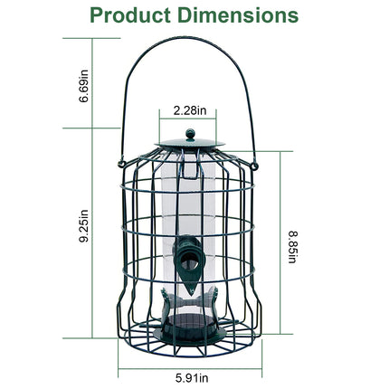 Metal Squirrel-Proof Wild Bird Feeder – 4-Port Chew-Proof Hanging Seed Dispenser – Durable Outdoor Feeder for Small Songbirds
