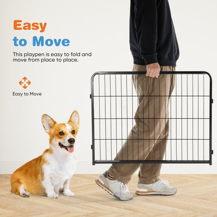 Heavy Duty Metal Dog Playpen – Indoor/Outdoor Pet Exercise Fence with Door – Modular Foldable Puppy Pen for Small, Medium & Large Dogs