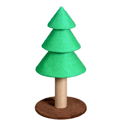 31.5" Christmas Tree Cat Scratcher – Large Sisal Scratching Post for Indoor Cats – Festive Holiday Cat Scratch Tower with Toy Balls (Green)