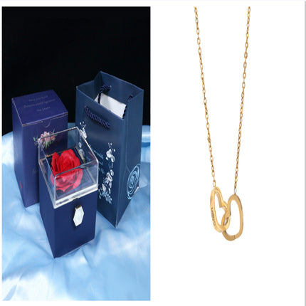 Creative Rotating Rose Jewelry Box – Eternal Soap Flower Gift Box for Necklace & Rings – Enchanted Spinning Rose Surprise for Valentine’s Day