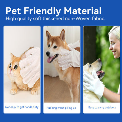 Rinse-Free Pet Grooming Glove Wipes – 6pcs Deodorizing Bathing Gloves for Dogs & Cats – No-Rinse Body & Paw Cleaning Wipes for Travel & Daily Care