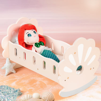 Robotime Wooden Baby Doll Crib – Rocking Cradle for 18-Inch Dolls – Includes Soft Bedding Set – Premium Doll Furniture for Pretend Play