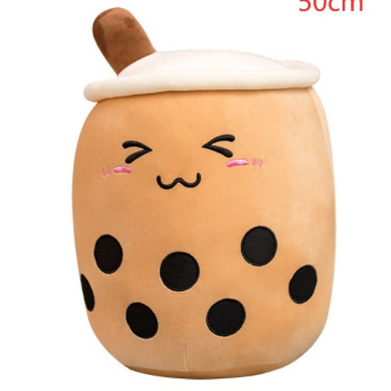 Cute Fruit Boba Tea Plush Pillow – Soft Strawberry Milk Tea Stuffed Toy – Kawaii Bubble Tea Cup Cushion for Kids & Teens (Pink/Brown)