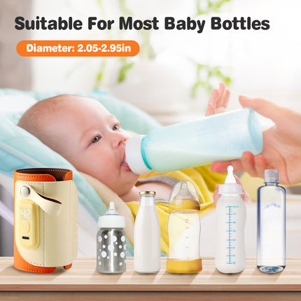 Portable Baby Milk Warmer – 5 Temperature Adjustable Bottle Warmer – USB Rechargeable Travel Milk Heater for Car & Outdoor