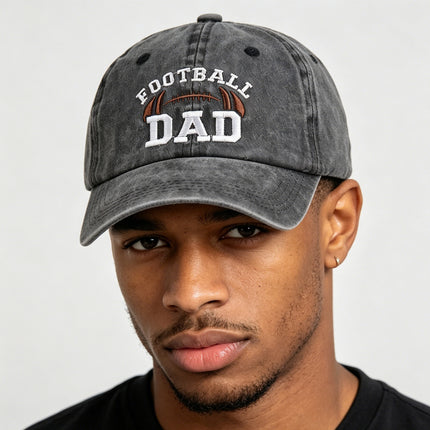 Embroidered Football Dad Baseball Cap – Vintage Washed Cotton Adjustable Hat for Game Days & Father's Day Gifts