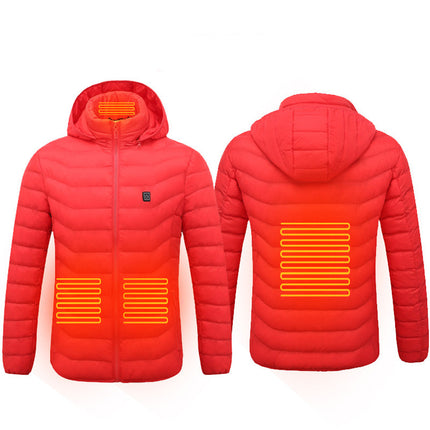 9-Zone Heated Puffer Jacket for Men – Electric Heating Winter Coat with Insulated Hood – USB Powered Thermal Windbreaker