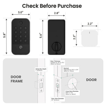 Smart WiFi & Bluetooth Door Lock – 5-in-1 Keyless Entry with Fingerprint, Keypad Code, App Control & Mechanical Keys – Auto-Lock Security, Black