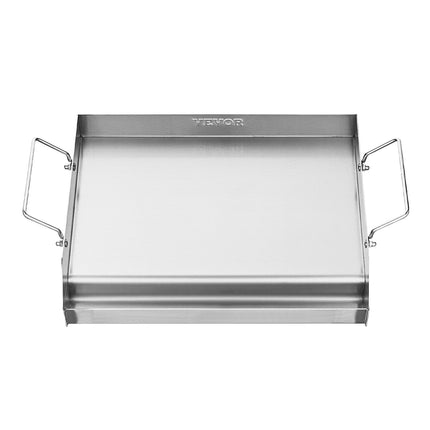 17x13" Stainless Steel Flat Top Griddle – Universal BBQ Grill Pan for Gas & Charcoal Grills – Built-in Grease Well