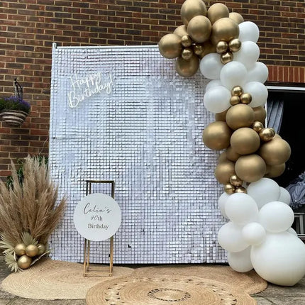 124pcs White and Gold Balloon Garland Arch Kit – Metallic Gold & Confetti Balloons – Luxury Decoration for Weddings, Birthdays & Baby Showers