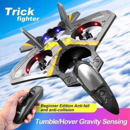 4DRC V17 RC Stunt Plane – 2.4G Remote Control Fighter Jet with 360° Flip – Altitude Hold & LED Lights – Durable EPP Foam Aircraft for Kids & Beginners