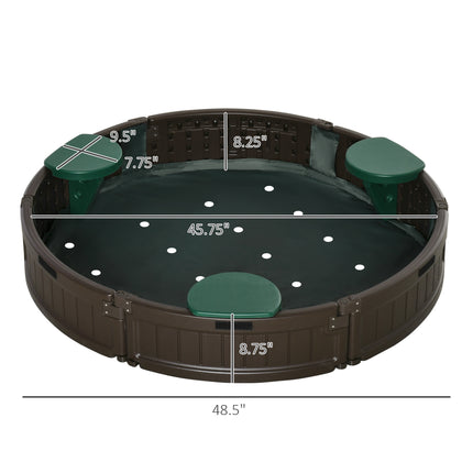 Kids Outdoor Sandbox with Protective Cover – Large Round Sand Pit for Backyard – Easy Assembly Garden Play Area – Brown, 48.5" x 48.5"