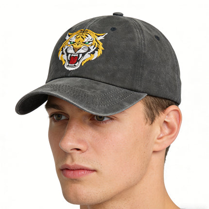 Embroidered Tiger Cotton Baseball Cap – Adjustable Unisex Dad Hat for Outdoor Adventures & Casual Wear