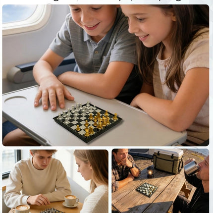 Magnetic Travel Chess Set – 9.8-Inch Folding Portable Board Game with Gold & Silver Pieces for Kids, Adults & Beginners