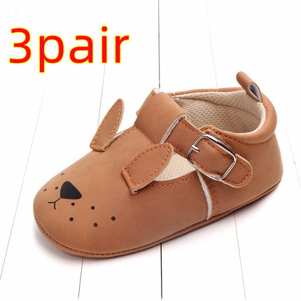 Baby First Walkers – Soft Sole Matte Leather Animal Shoes – Non-Slip Cartoon Infant Loafers for Spring & Fall