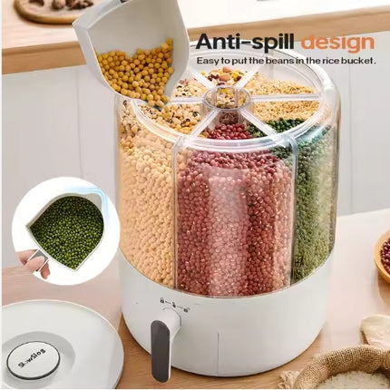 Large Airtight Rice Storage Container – One-Touch Dispenser with Measuring Cup – Moisture-Proof Cereal & Grain Bin