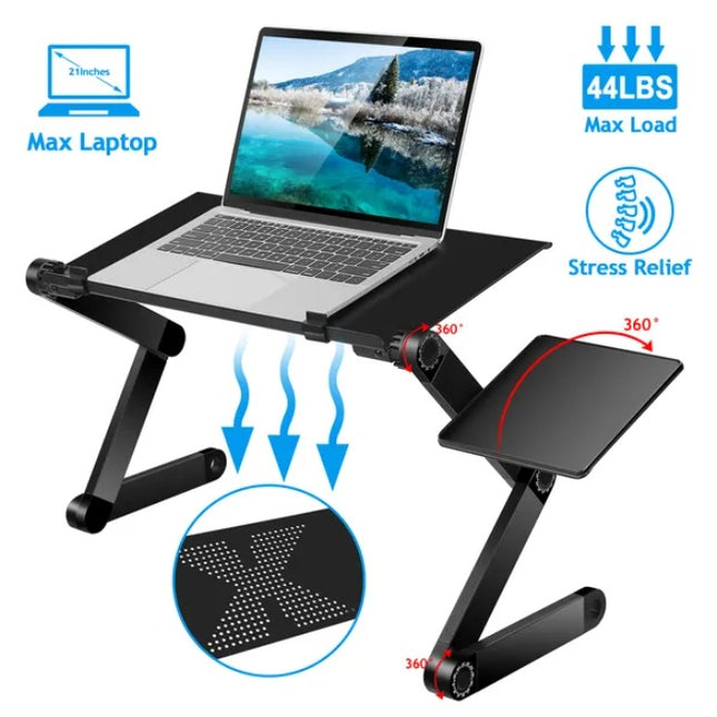 Foldable Laptop Desk for Bed & Sofa – Ergonomic Bed Tray Table with Cup Holder & Tablet Slot – Portable Laptop Stand for Working & Study