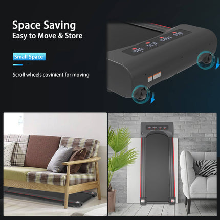 Under Desk Treadmill - 2-in-1 Walking Pad for Home Office - Ultra Thin Portable Walking Machine with Remote Control & LED Display