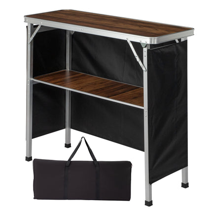Portable Folding Bar Table with Storage Shelf – Lightweight Aluminum Event Counter for Trade Shows, Parties & Pop-Up Displays