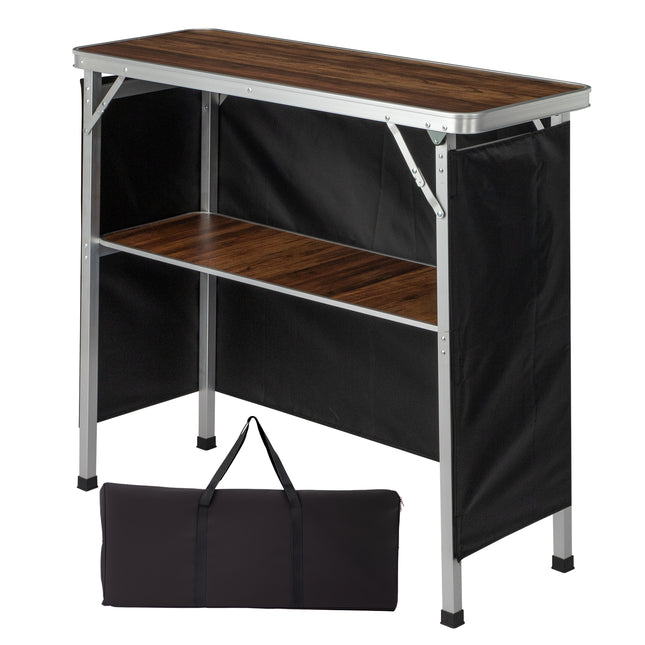 Portable Folding Bar Table with Storage Shelf – Lightweight Aluminum Event Counter for Trade Shows, Parties & Pop-Up Displays