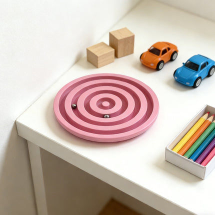 Balanced Labyrinth Marble Game – Hand-Eye Coordination & Concentration Toy – Interactive Maze Puzzle for Kids & Adults – Portable Travel Game (Pink)